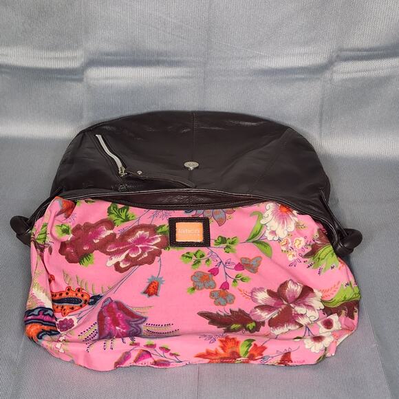 Latico Hobo Bag Dark Brown Leather Fold Over Flap Silhouette Braided Handle Chic - Picture 5 of 10